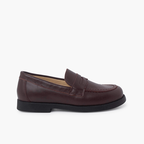 Zapatos Colegiales Escolares Niño Mocasines Marrón