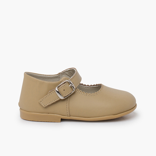 Merceditas Niña Piel Hebilla Camel