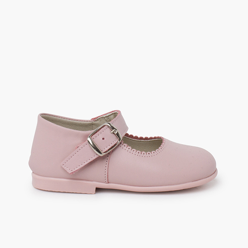 Merceditas Niña Piel Hebilla Rosa