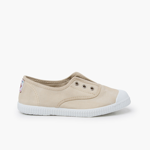 Zapatillas Lona Punta Goma Sin Cordones avena