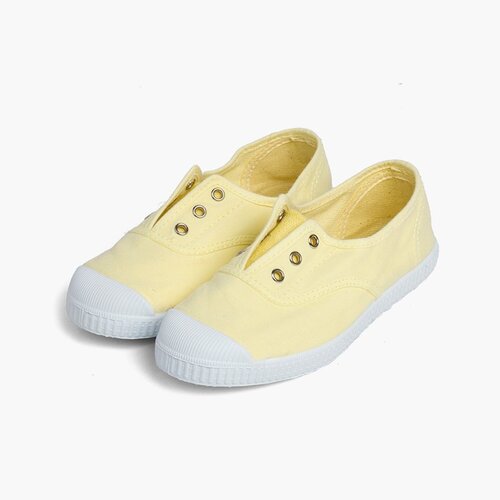 Zapatillas Lona Punta Goma Sin Cordones Amarillo Limón