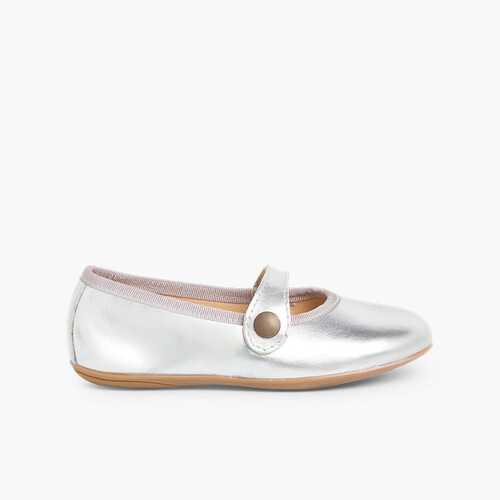 Merceditas Niña Piel Colores Plata