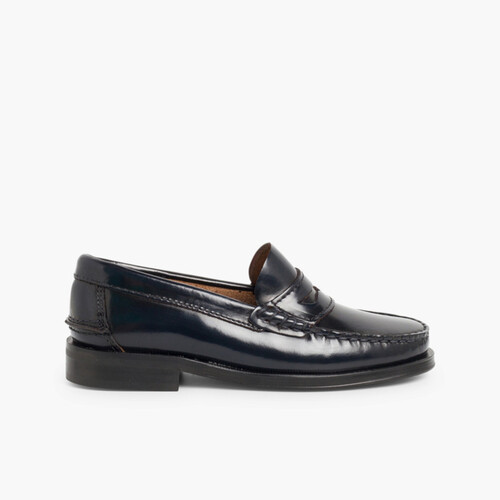 Zapatos castellanos Mocasines de piel para Niño Azul Marino