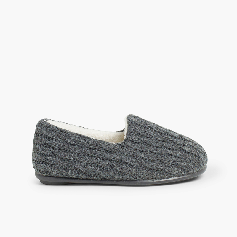 Zapatillas Casa Niños Tipo Lana  Gris