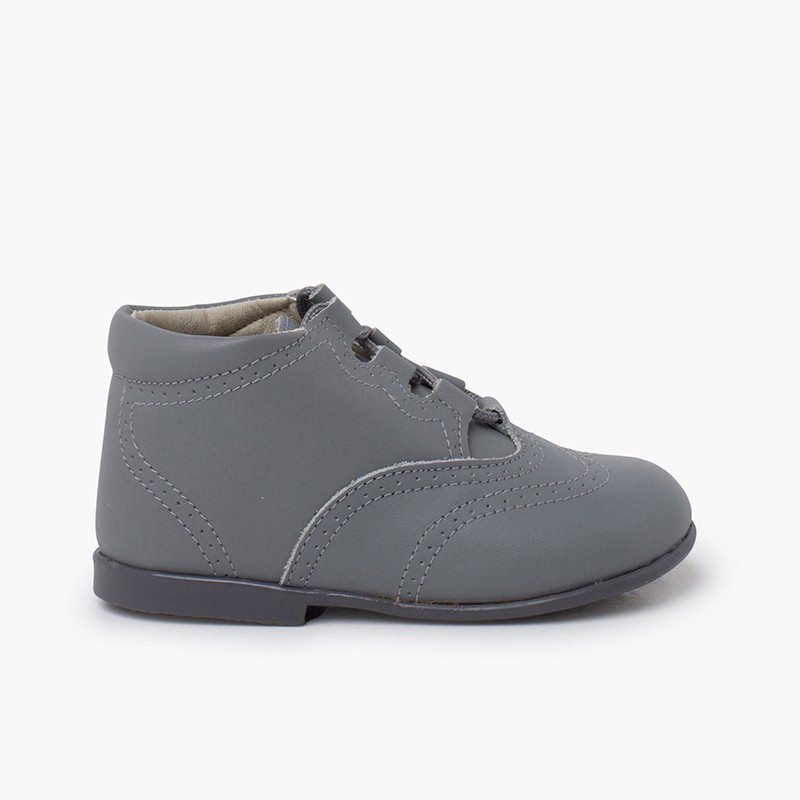 Inglesitos Botita Inglesa Piel Gris Claro