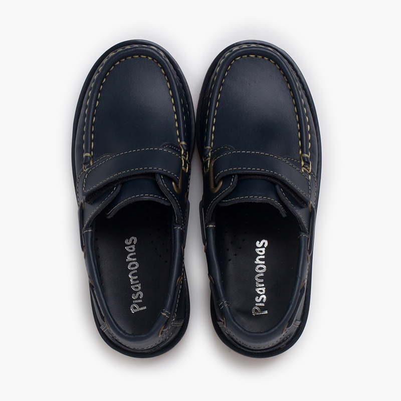 Náuticos niño de piel con cierre adherente