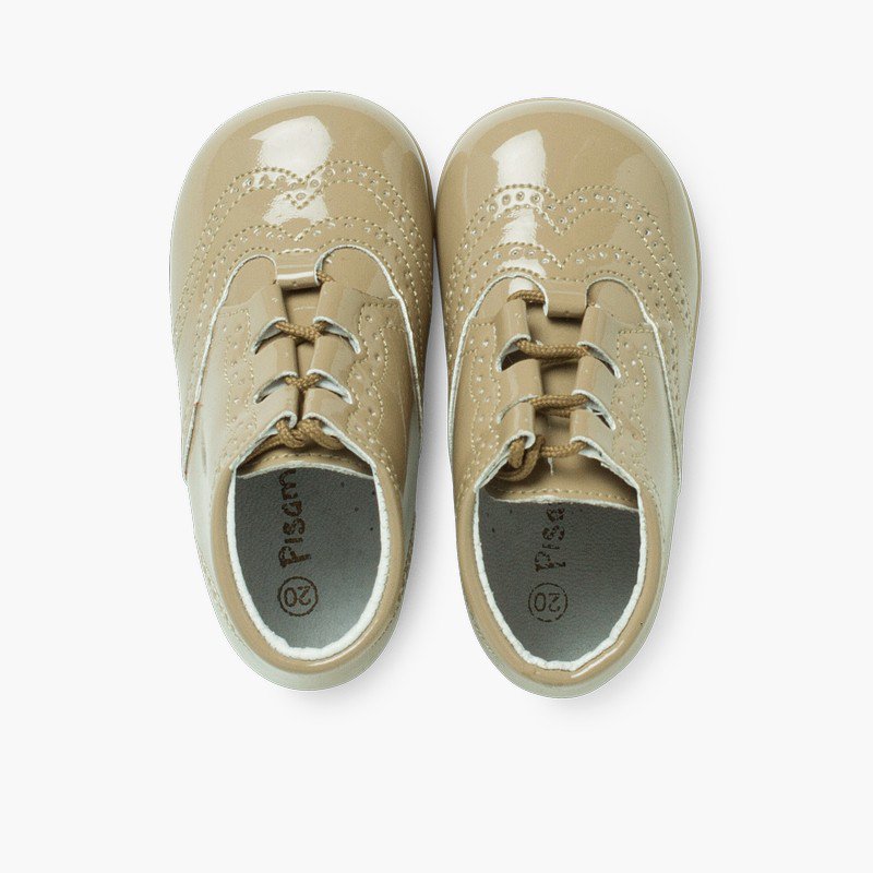 Bota Inglesa/  Zapato Inglés Tipo Charol Beige
