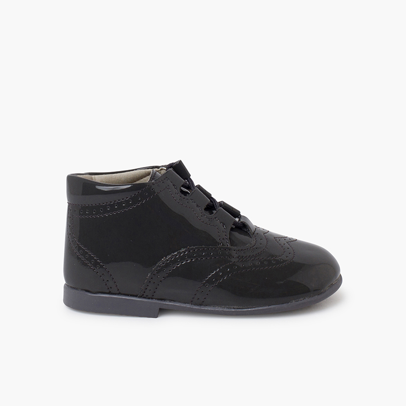 Bota Inglesa/  Zapato Inglés Tipo Charol Gris