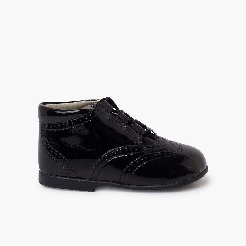 Bota Inglesa/  Zapato Inglés Tipo Charol Negro