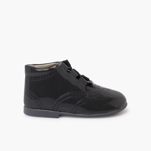 Bota Inglesa/  Zapato Inglés Tipo Charol Gris