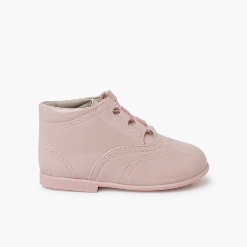 Bota Inglesa/  Zapato Inglés Tipo Charol Rosa