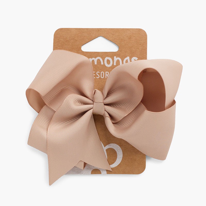 Goma de Pelo Niñas Lazo Extra Grande Beige