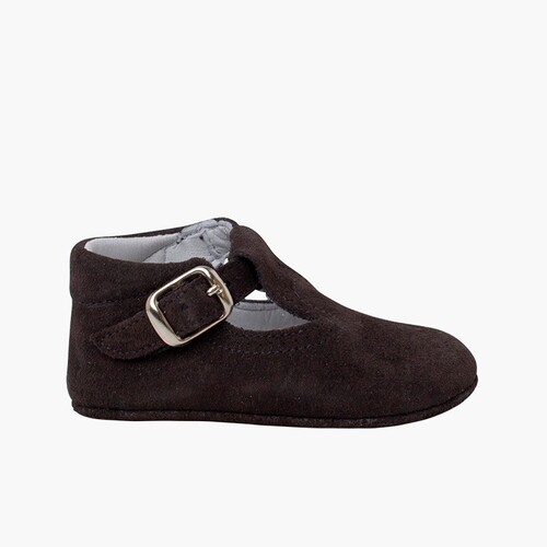 Pepitos Zapatos Bebé Serraje Hebilla Gris Oscuro