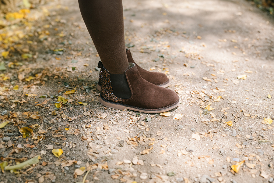 Botines Niña Serraje con talonera glitter