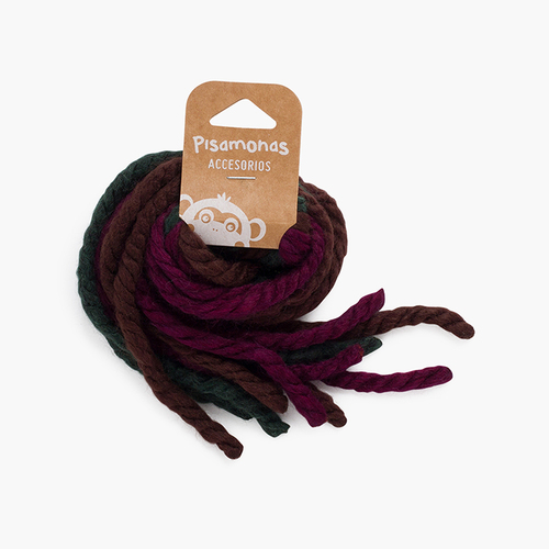 Cordones de lana para Pelo Marrón y Morado
