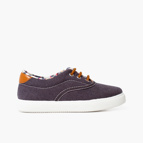 Zapatillas Contraste de Lona y Cordones Azul Marino