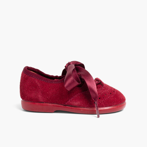 Zapato Inglés Niños en Serraje Burdeos