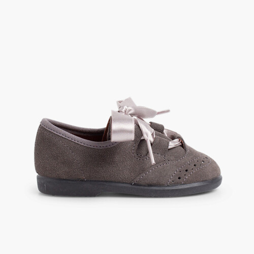 Zapato Inglés Niños en Serraje Gris
