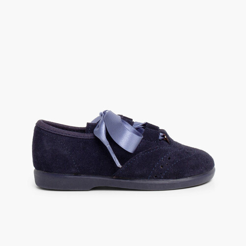 Zapato Inglés Niños en Serraje Azul Marino