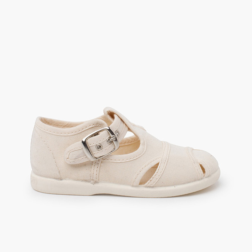 Sandalias Pepitos de lona abiertos  Crudo