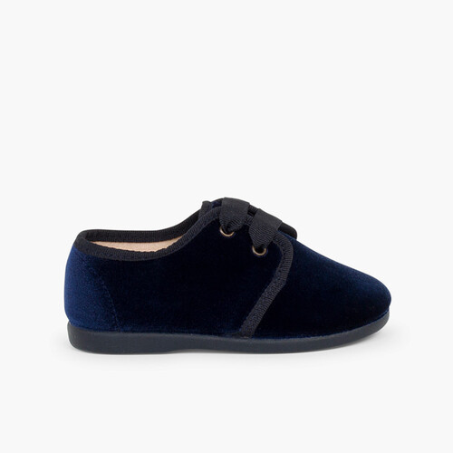 Zapato terciopelo cordón faya Azul Marino