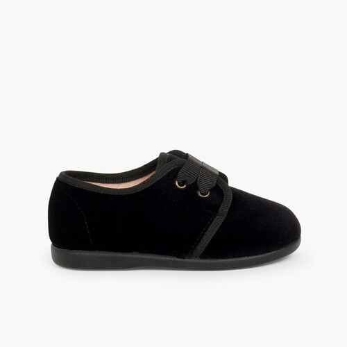 Zapato terciopelo cordón faya Negro