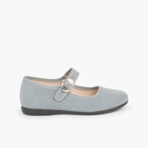 Merceditas niña bamara hebilla japonesa Gris