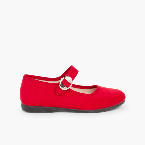 Merceditas niña bamara hebilla japonesa Rojo