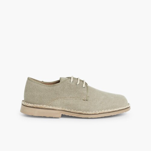 Zapatos Blucher Niño & Hombre Tejido Canvas Tostado