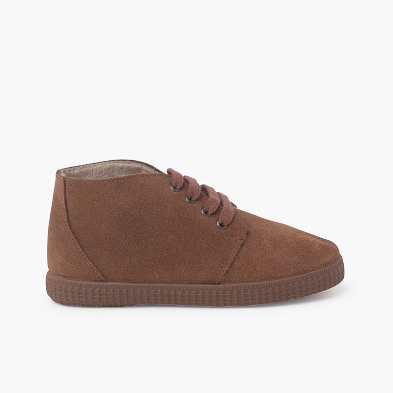 Botas de Pelo Interior con Cordones Camel