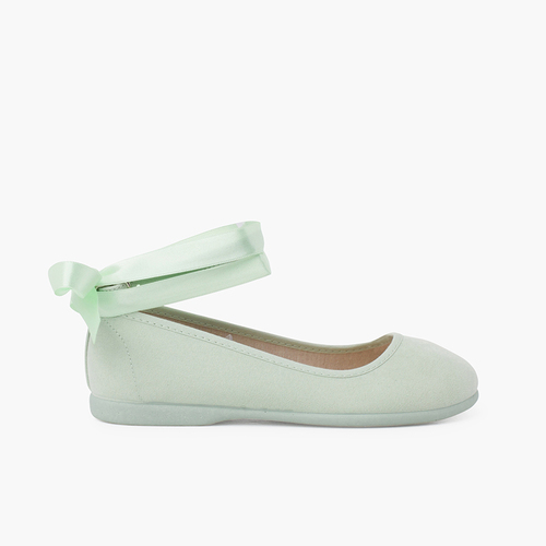 Bailarina Cintas Raso Cierre Pulsera Verde Pastel
