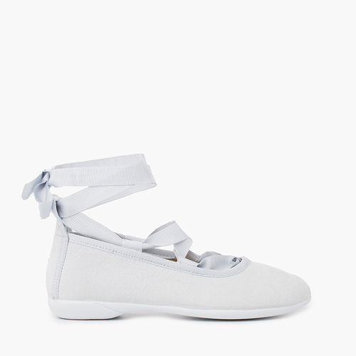 Bailarinas Efecto Ante Cintas Gris Hielo