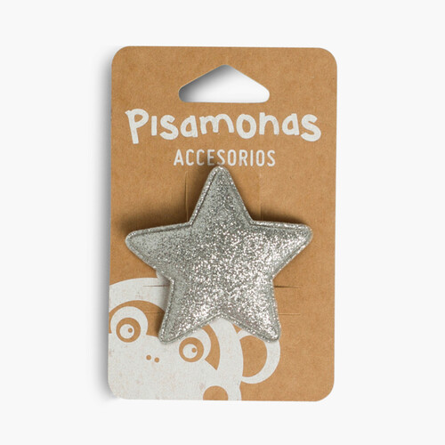 Pasador para el pelo Niña con Estrella Glitter Plata
