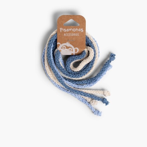 Cordones de Algodón para el Pelo Celeste, Crudo y Azul Francia