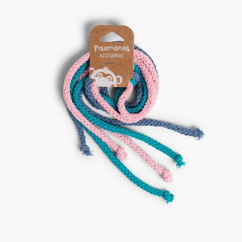 Cordones de Algodón para el Pelo Rosa, Verde Esmeralda y Azul Francia