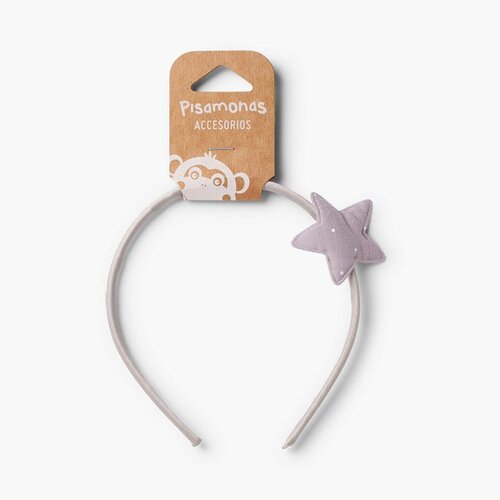 Diadema fina estrella con topitos Gris Claro