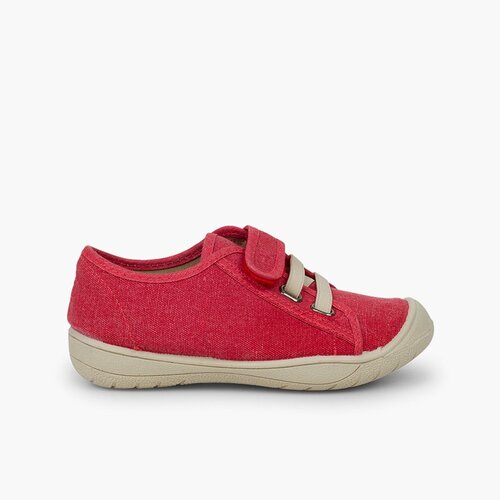 Zapatillas niños cierre tira adherente    y cordón elastico Rojo