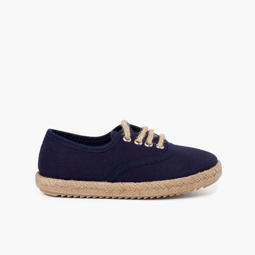 Zapatillas niños suela y cordones yute Azul Marino