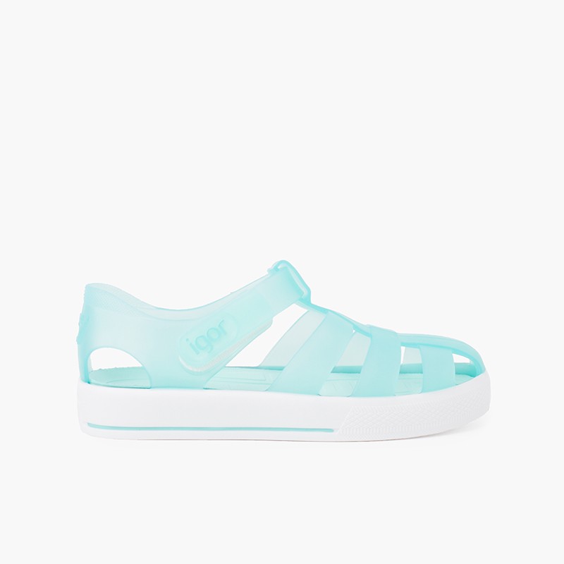 Cangrejeras con tira adherente Tipo Tenis Aguamarina