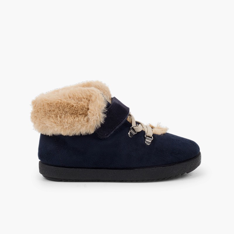 Botas pelo niños cinta adhesiva  suela dentada Azul Marino