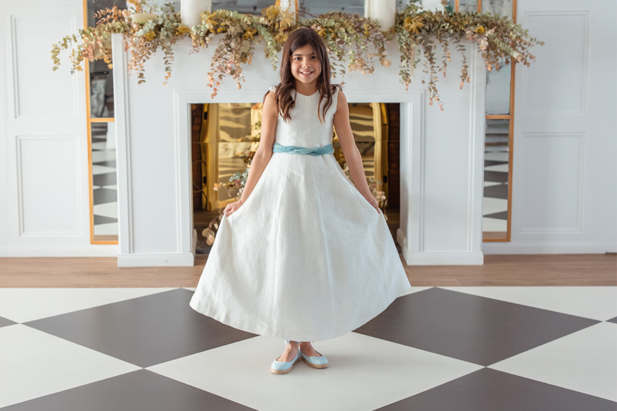 Bailarina niña lino con cintas y yute 