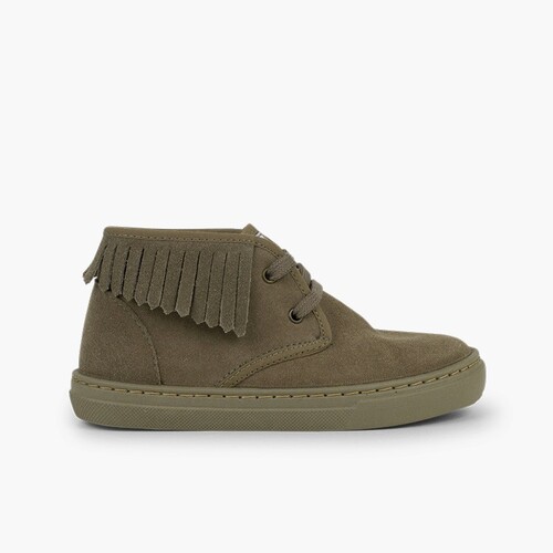 Zapatillas altas con flecos para niños Topo