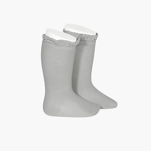 Calcetines altos con puntilla Verde Seco