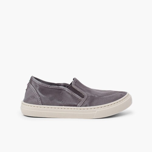 Zapatillas lona lavada elástico lateral Gris