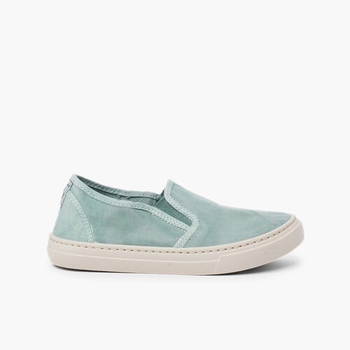 Zapatillas lona lavada elástico lateral Aguamarina