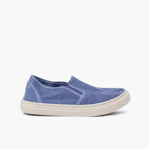 Zapatillas lona lavada elástico lateral Azul