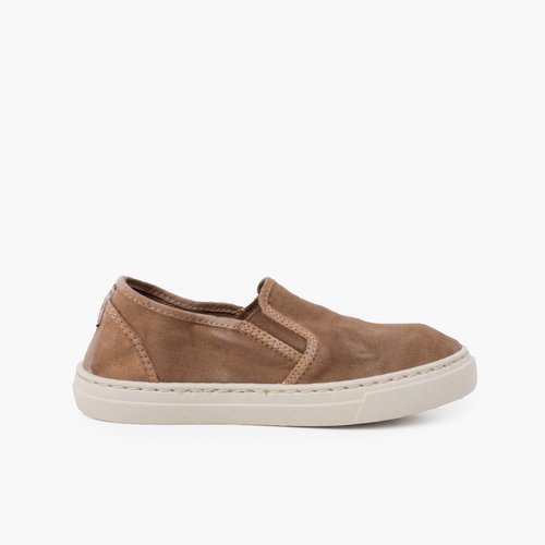 Zapatillas lona lavada elástico lateral Topo