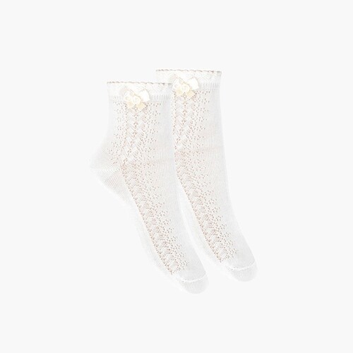 Calcetines de vestir calados con lazo Blanco