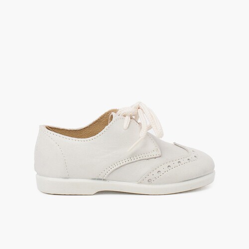 Blucher picado piel niño Beige