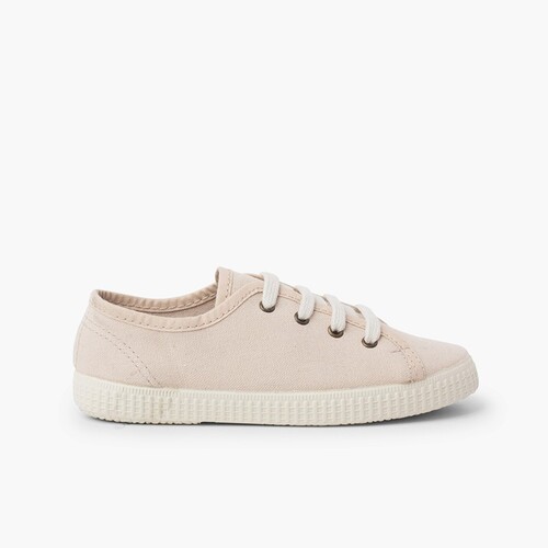 Zapatilla lona ecológica vegana Beige